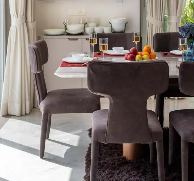 Dining table laid for guests