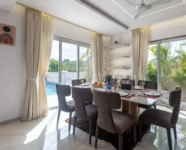 Dining area beside the pool