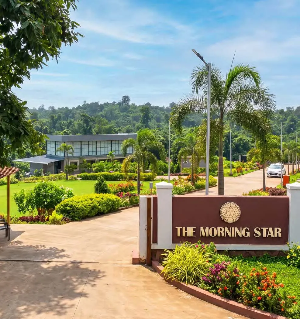 The Morning Star gated entrance and landscaped drive