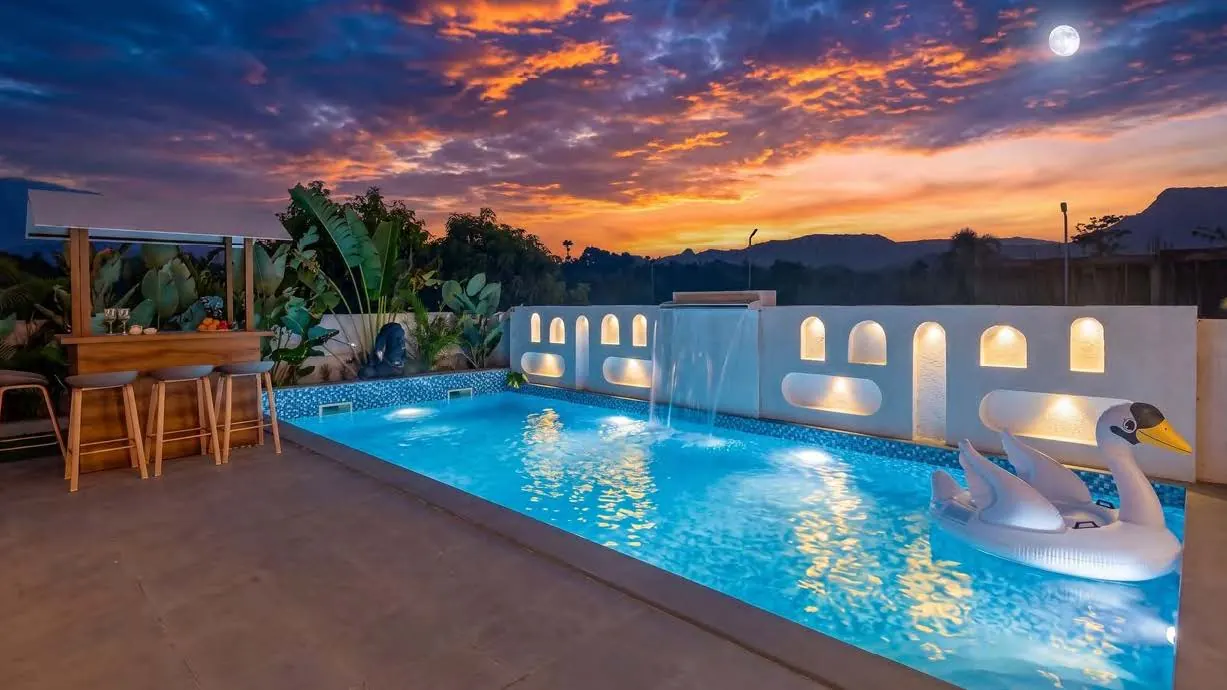 The pool at sunset