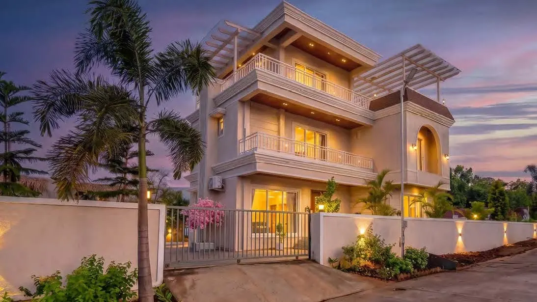 A completed Morning Star villa at dusk